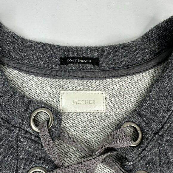 Mother Women's Charcoal Gray The Tie Up Easy Wash Activewear‎ Sweatshirt S/C39 - Picture 9 of 16